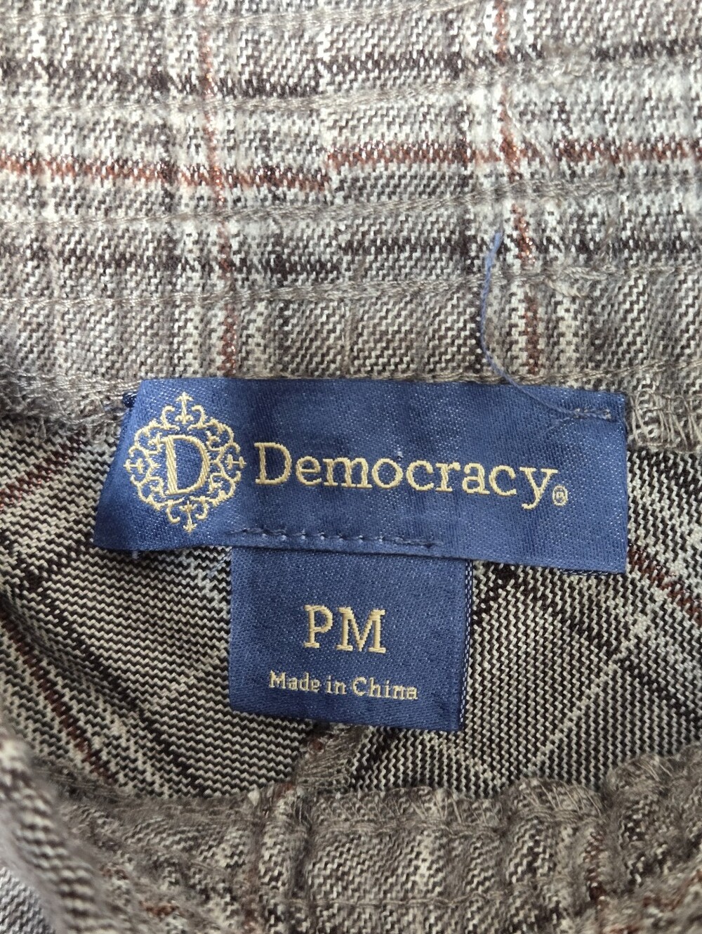 NWT Democracy Plaid Relaxed Straight Barrel Leg Pull-On Pants in Brown and Cream - Picture 9 of 12